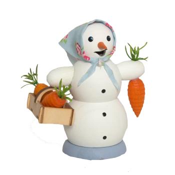Räuchermann Schneefrau mit Möhrenkorb