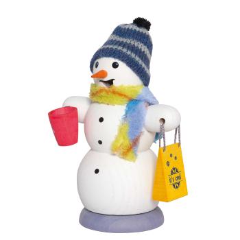 Räuchermann Schneemann mit Glühweintasse