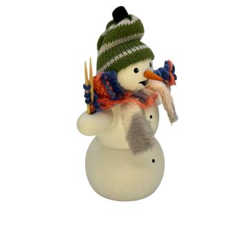 Räuchermann Schneemann mit Strickzeug