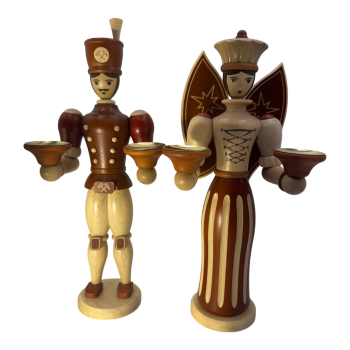 Paar Kerzenhalter Engel und Bergmann - 30 cm