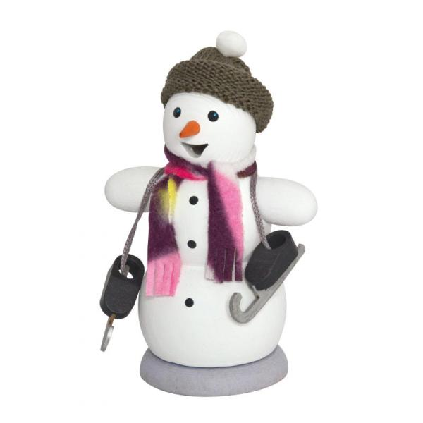 Räuchermann Schneemann mit Schlittschuhen