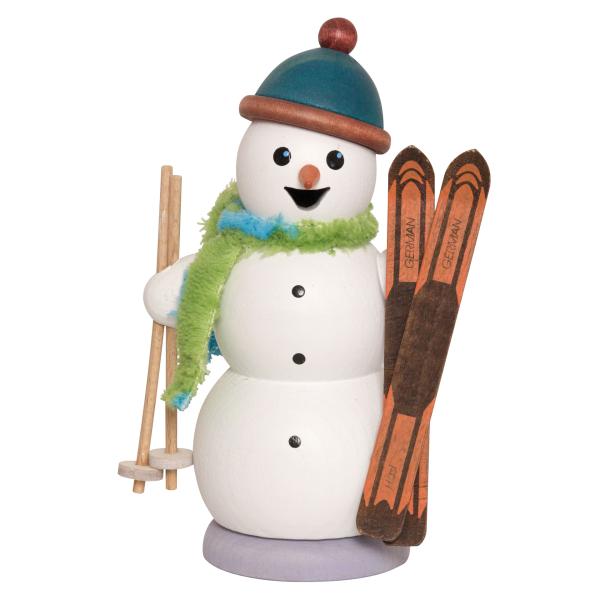 Räuchermann Schneemann mit Skiern