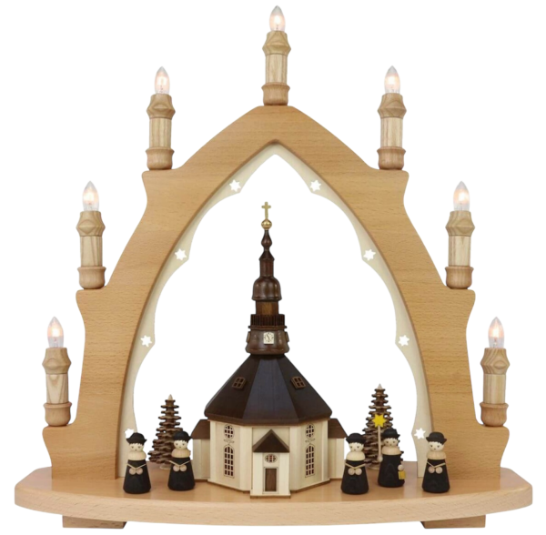 Schwibbogen Spitze mit Seiffener Kirche