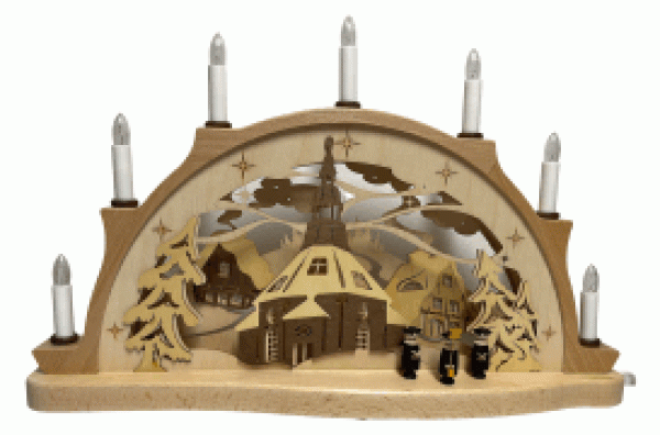 Schwibbogen mit Seiffner Kirche in 3D Optik