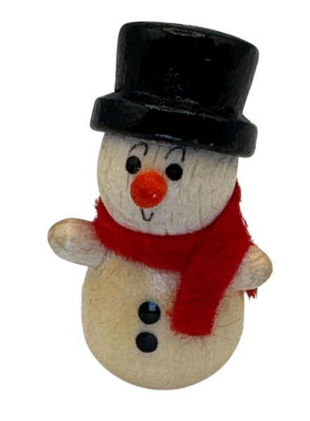 Schneemann mit Zylinder - Miniatur - 3,5 cm