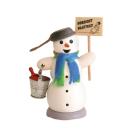 Räuchermann Schneemann mit Schild "Vorsicht Glatteis"