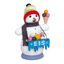 Räuchermann Schneemann als Eisverkäufer